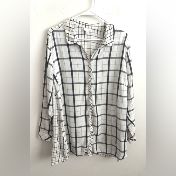 J.Jill Women’s Button up 2X Plaid Blouse Minimalist Workwear Mature Classic - Picture 1 of 6